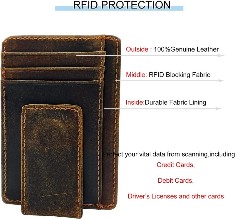 HOPSOOKEN Money Clip RFID Front Pocket Wallet Men Leather Slim Minimalist Wallet - Image 4